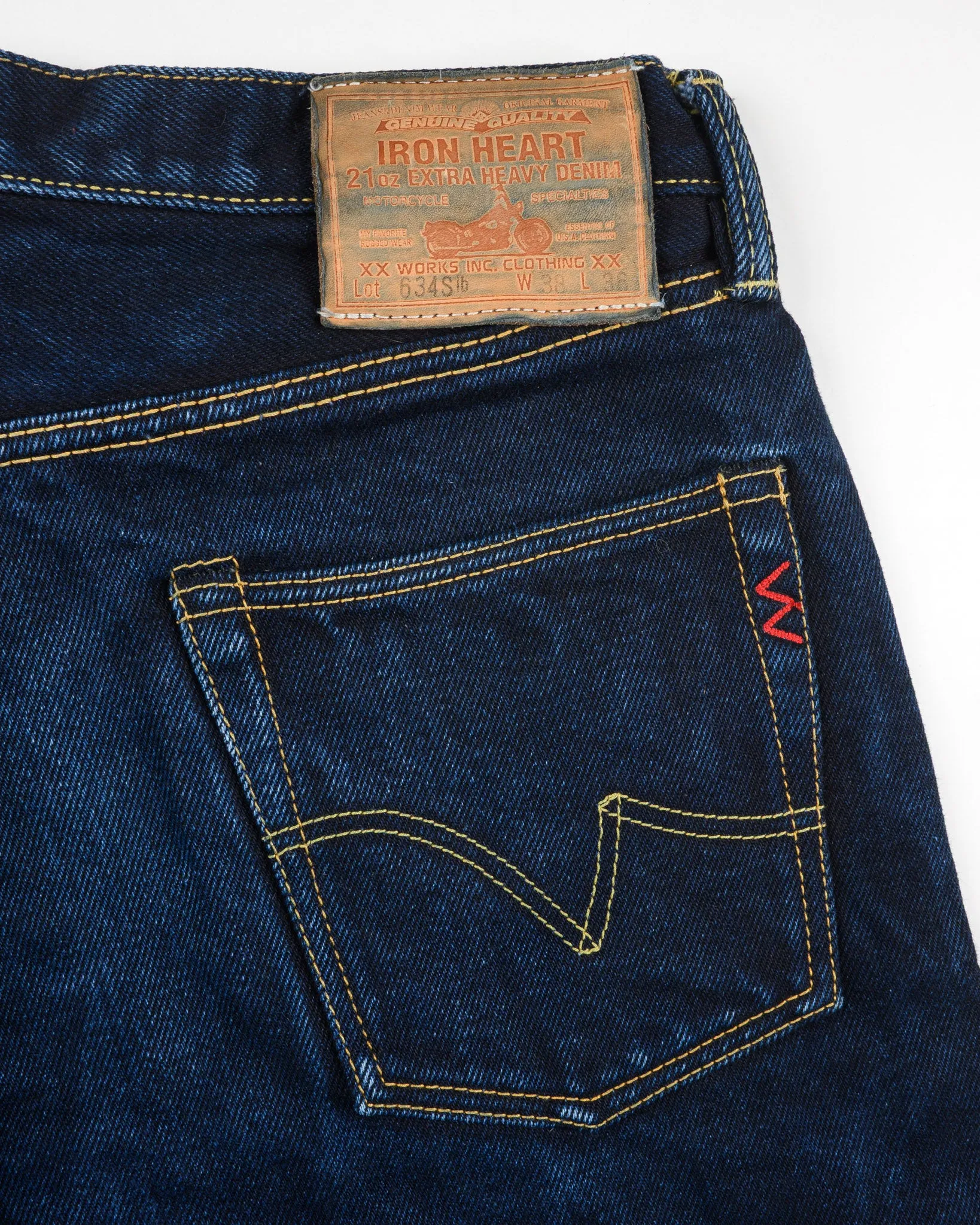 21oz Selvedge Denim Straight Cut Jeans - Indigo/Black (IH-634S-21ib) Tag 38, Hemmed to 29.0" sold by Iron Heart product image thumbnail 3