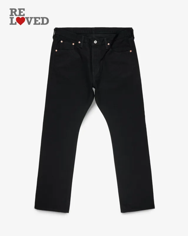 14oz Selvedge Denim Slim Cut Jeans - Black/Black (IH-555s-142bb) Size 38, Hemmed to 32.0" made by Iron Heart
