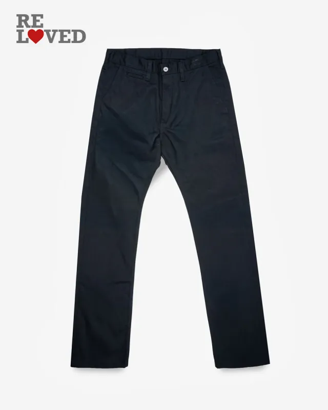 9oz Mercerised Selvedge Cotton Chinos - Black (IH-717-BLK) Tag 35, Hemmed to 33.0" made by Iron Heart
