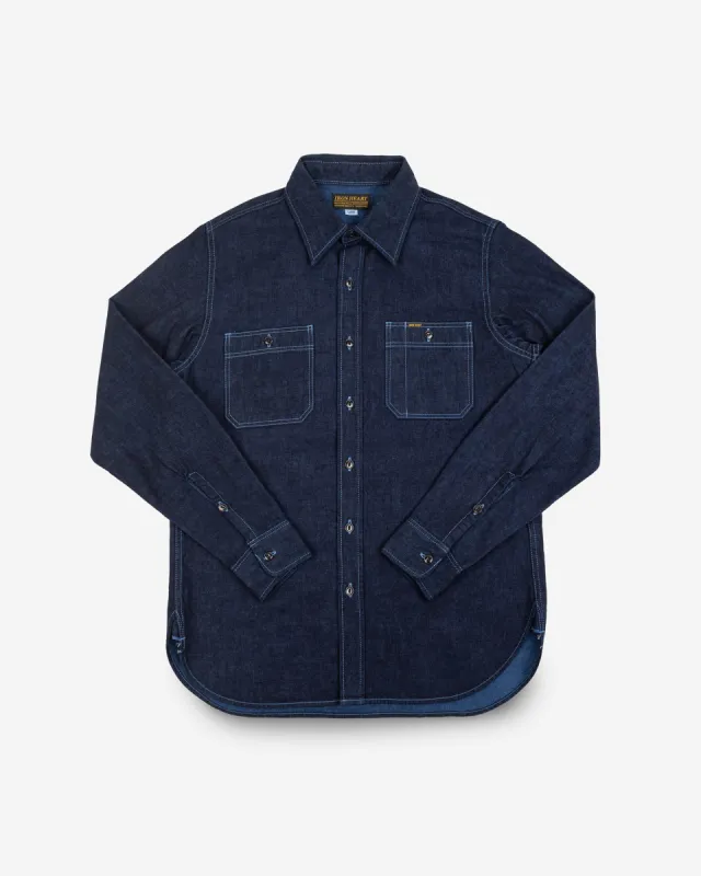 10oz Selvedge Denim Work Shirt - Indigo Overdyed Blue sold by Iron Heart