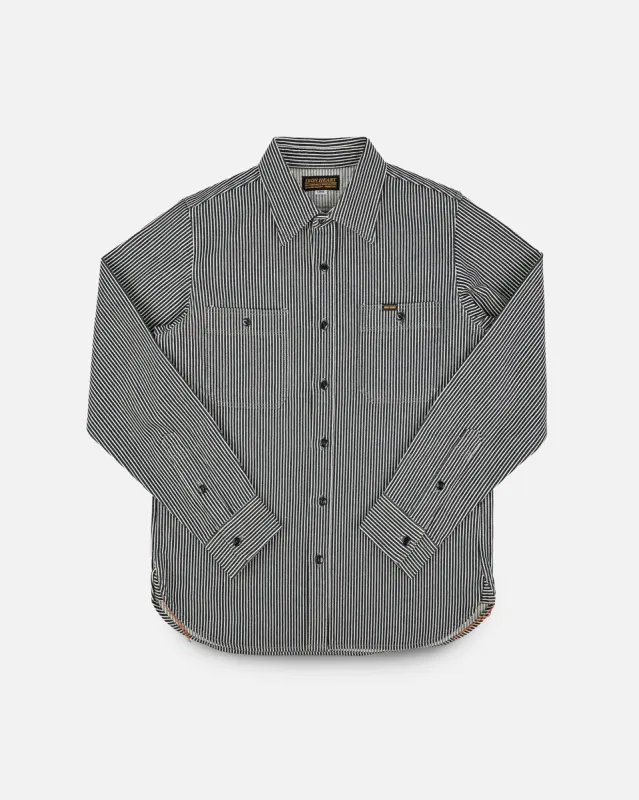 12oz Hickory Stripe Work Shirt - Indigo sold by Ironheart