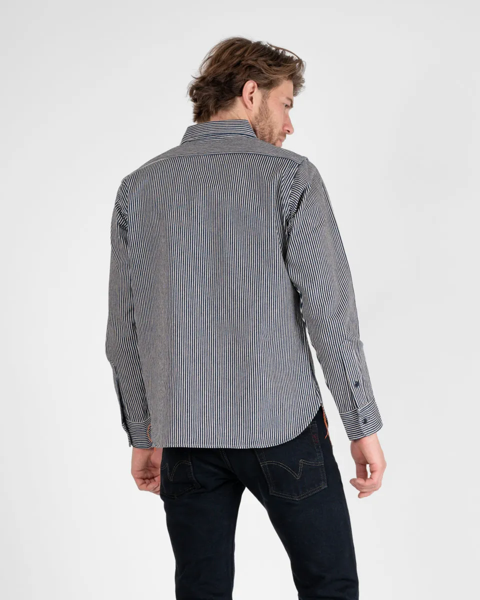 12oz Hickory Stripe Work Shirt - Indigo sold by Iron Heart product image thumbnail 3