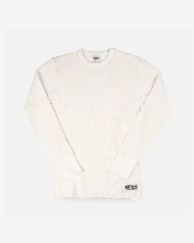 Waffle Knit Long Sleeved Crew Neck Thermal Top - White sold by Iron Heart