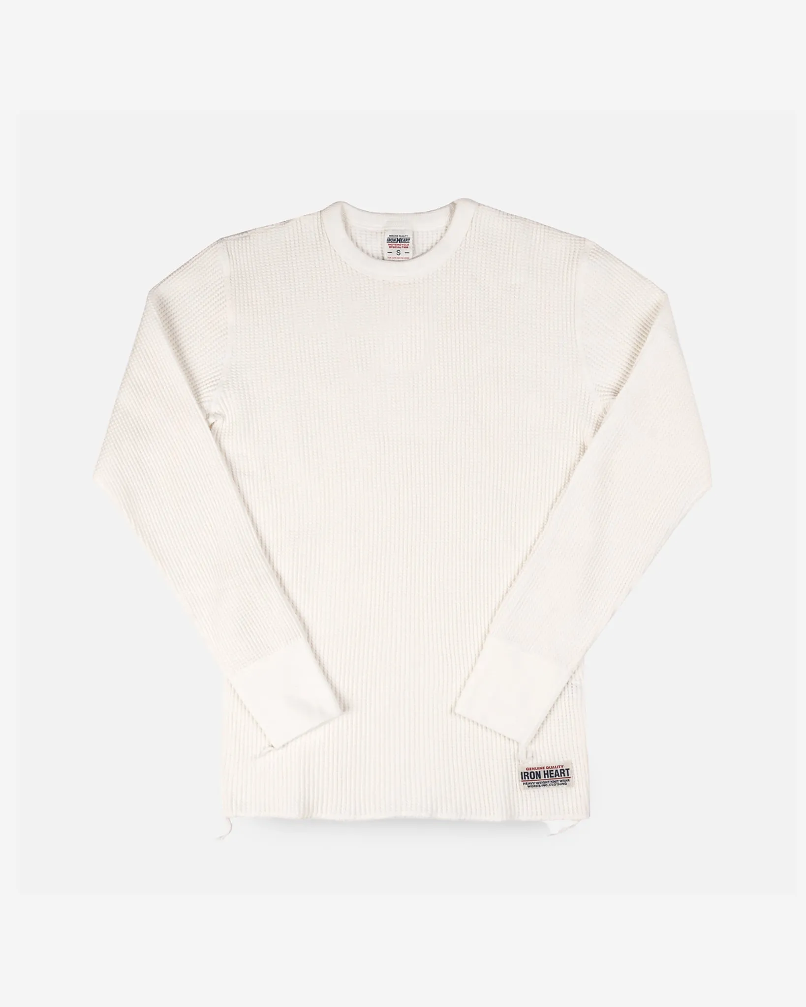Waffle Knit Long Sleeved Crew Neck Thermal Top - White sold by Iron Heart