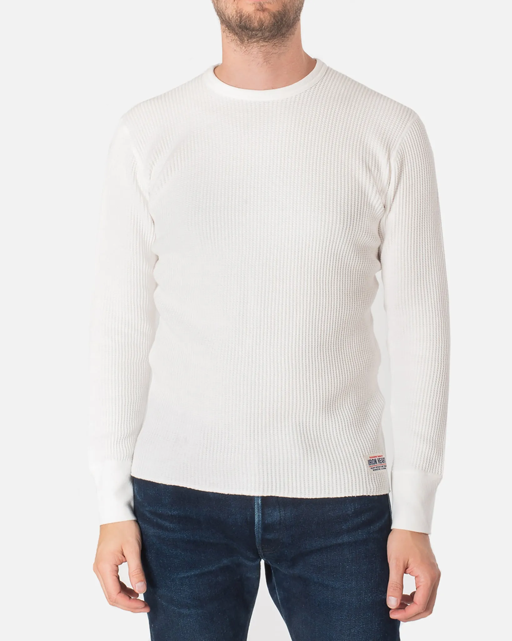 Waffle Knit Long Sleeved Crew Neck Thermal Top - White sold by Iron Heart product image thumbnail 2