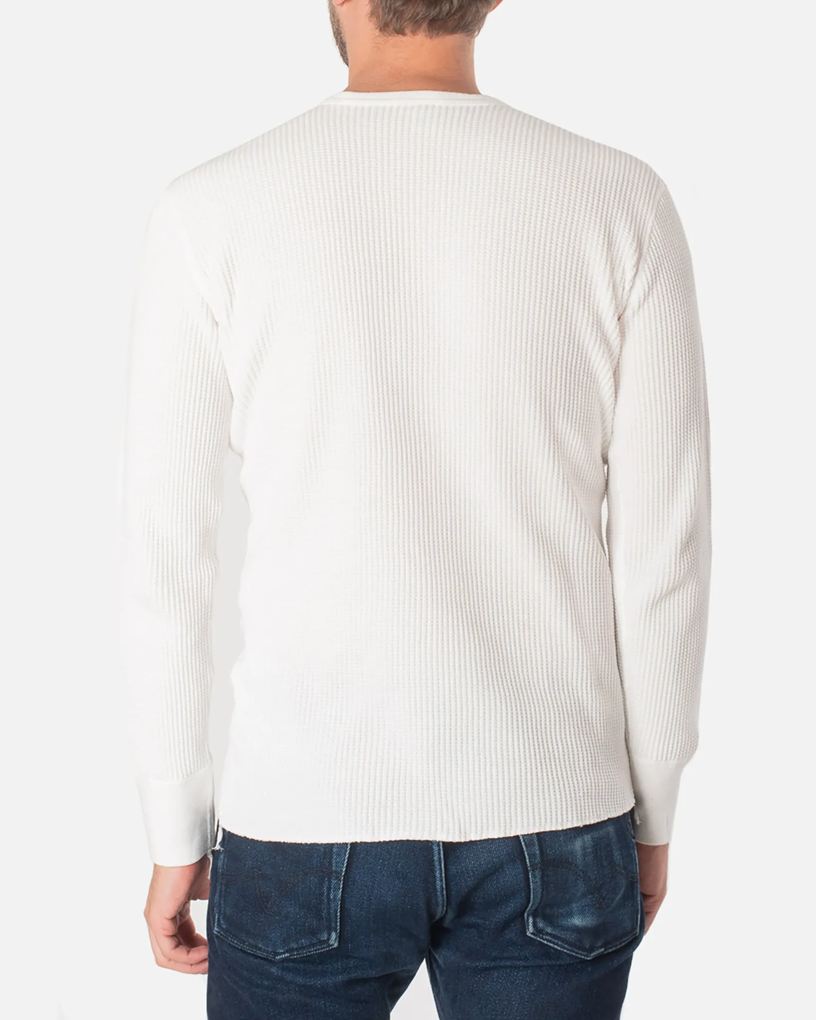 Waffle Knit Long Sleeved Crew Neck Thermal Top - White sold by Iron Heart product image thumbnail 3