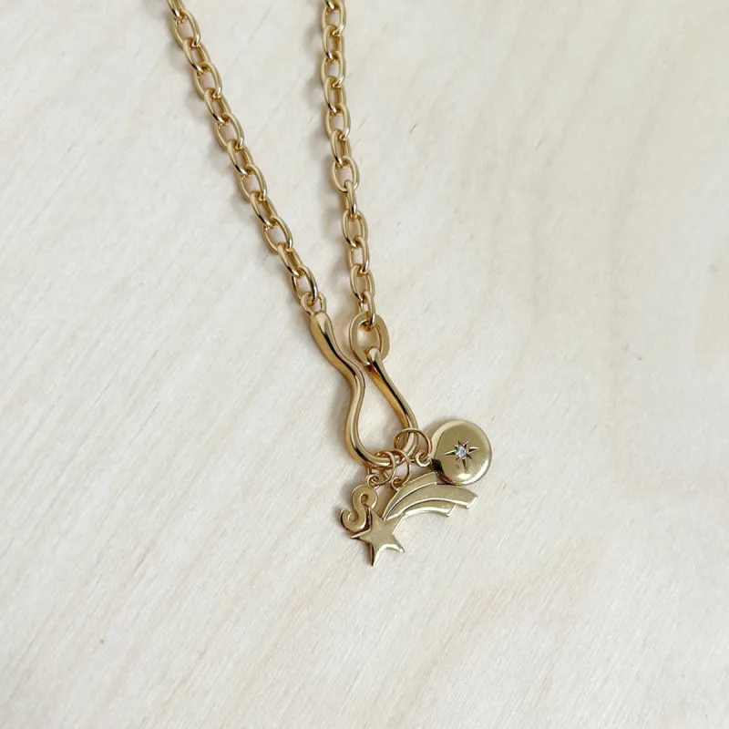 Shooting Star Charm - Recycled Sterling Silver Coated in 18K Gold sold by ELA