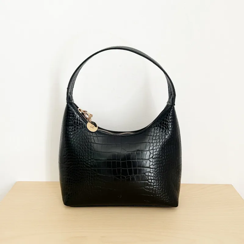 Marlo Croc - Black with Gold Hardware Sample Sale sold by ELA