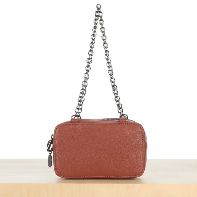 Micro Bag with Chain - Walnut Pebble sold by ELA