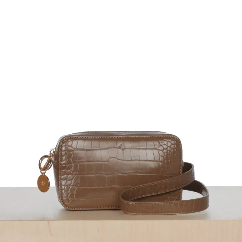 Micro Belt Bag – Chestnut Croc sold by ELA