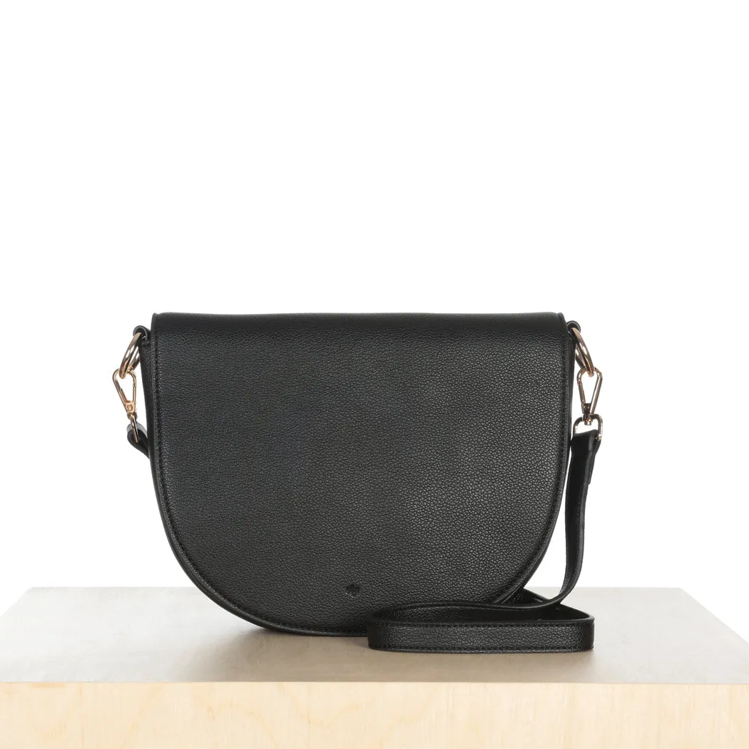 Saddle Bag - Black Pebble with Gold Hardware sold by ELA