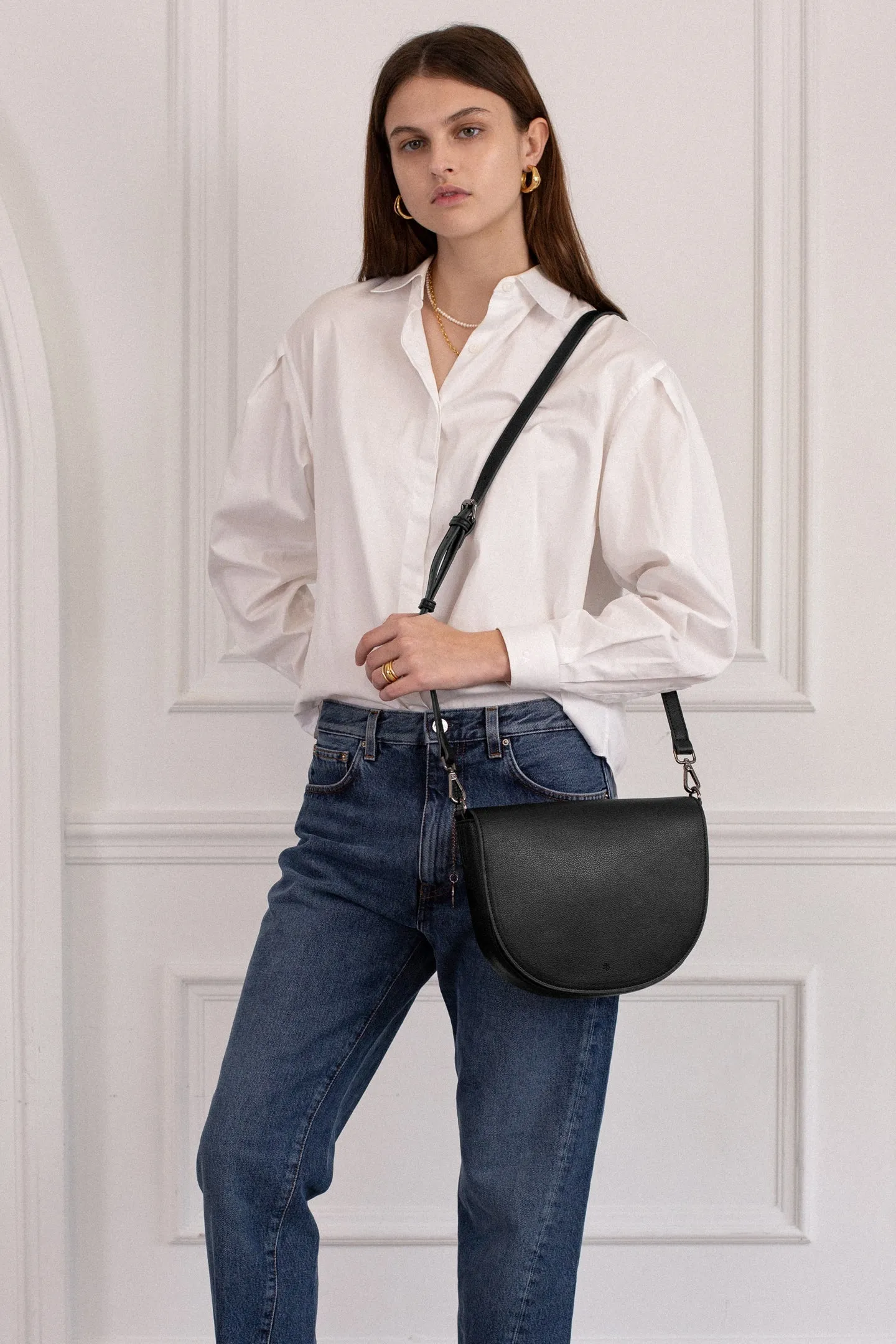 Saddle Bag - Black Pebble with Gold Hardware sold by ELA product image thumbnail 3