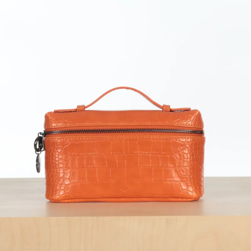 Mini Case Clutch - Orange Croc Effect sold by ELA