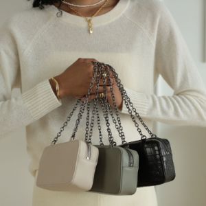 Micro Bag with Chain - Black Croc Effect sold by ELA