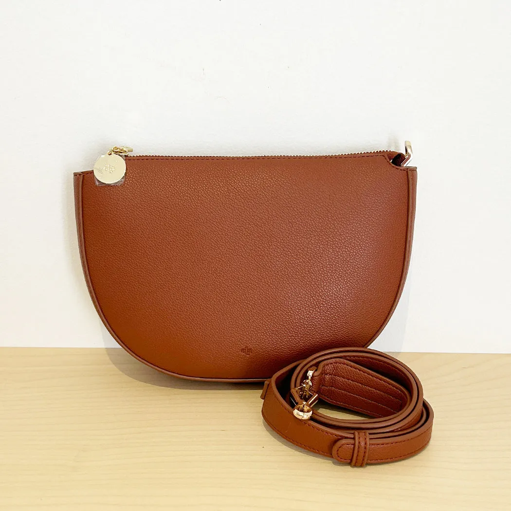 Crescent Bag with zip closure - Tan Pebble Sample Sale sold by ELA