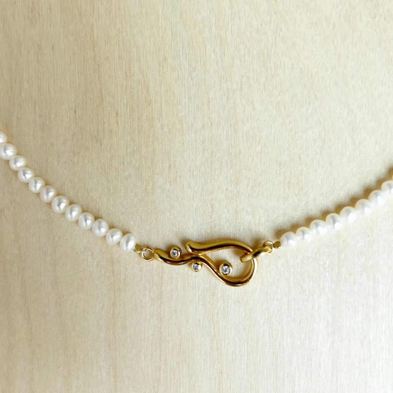 Fresh water seed Pearl Necklace with Stone Hook Detail - SAMPLE SALE sold by ELA product image thumbnail 2