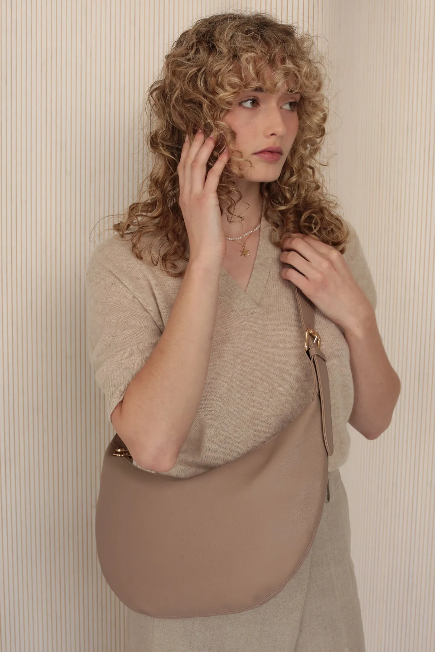 Slouchy Crossbody Bag - Taupe Pebble sold by ELA product image thumbnail 3