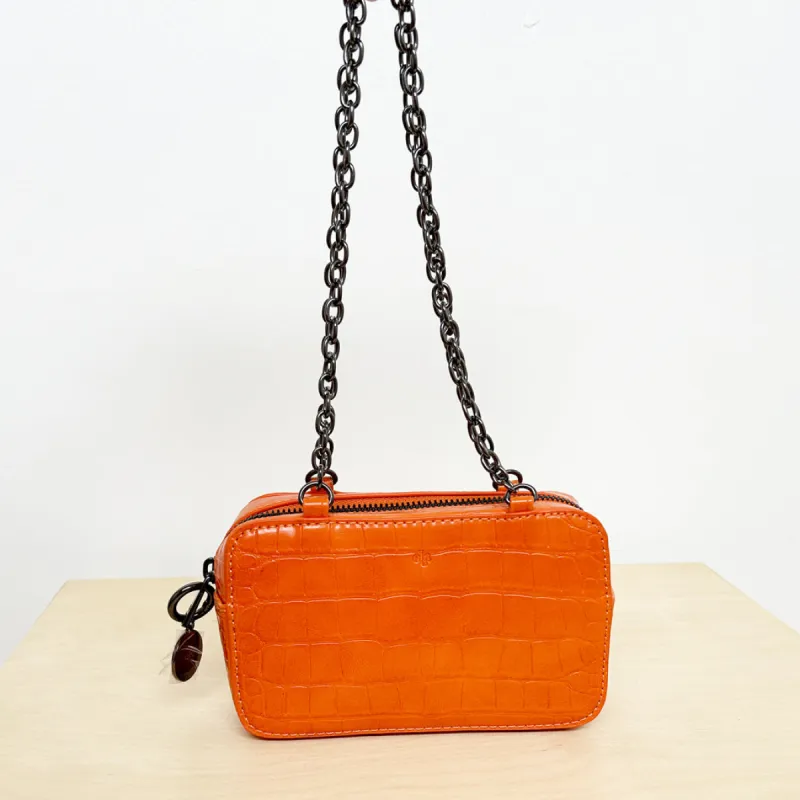 Micro Bag with Chain - Orange Croc Archive sold by ELA