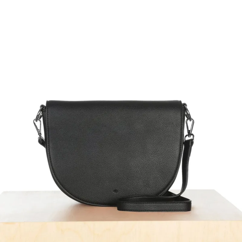 Mini Saddle Bag - Black Pebble with Gunmetal Hardware sold by ELA