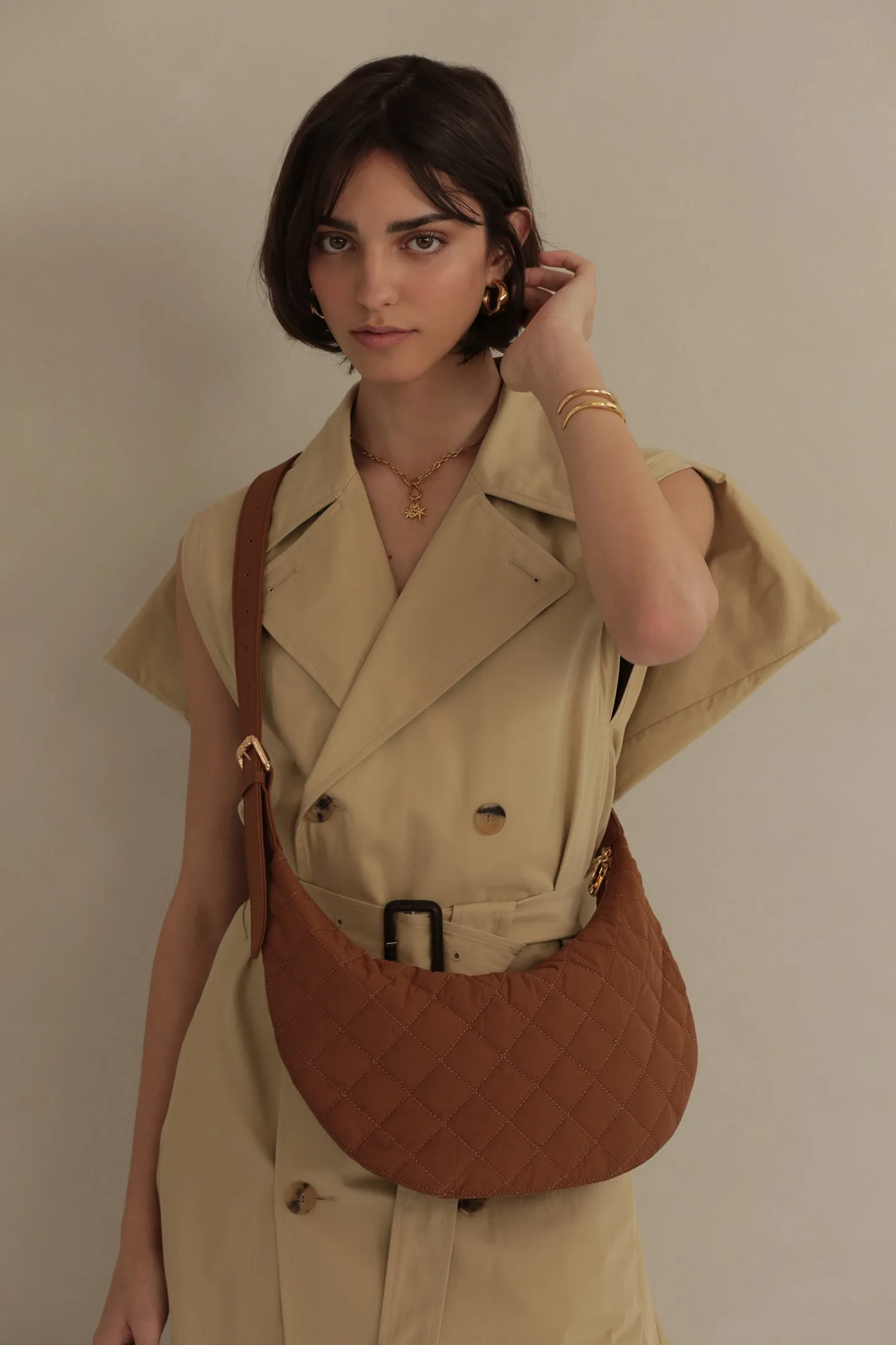 Slouchy Crossbody Bag - Walnut Quilted sold by ELA product image thumbnail 2