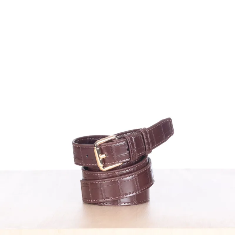 Chocolate Croc Effect Belt Strap (L/LXL) sold by ELA