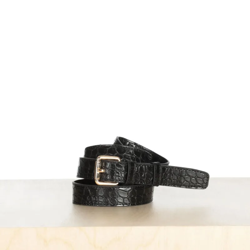 Black Croc Effect Belt Strap (L/XL) [Sasha Exeter Collaboration] sold by ELA
