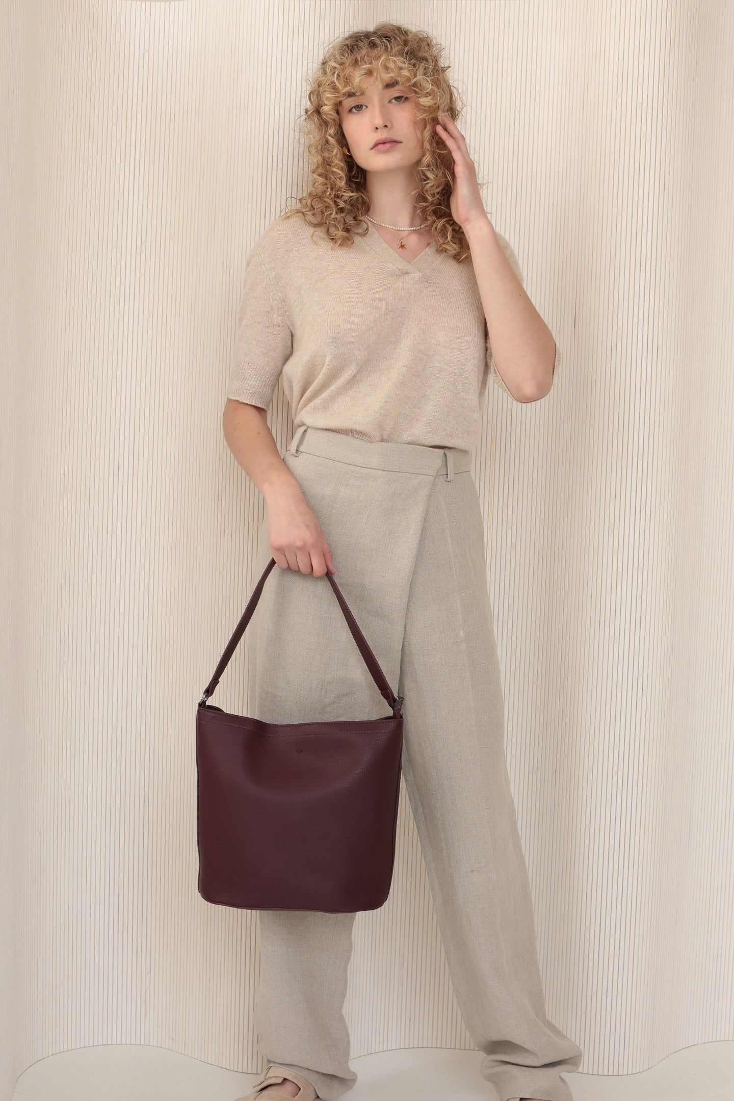 Mia Bucket Bag - Merlot Pebble sold by ELA product image thumbnail 5
