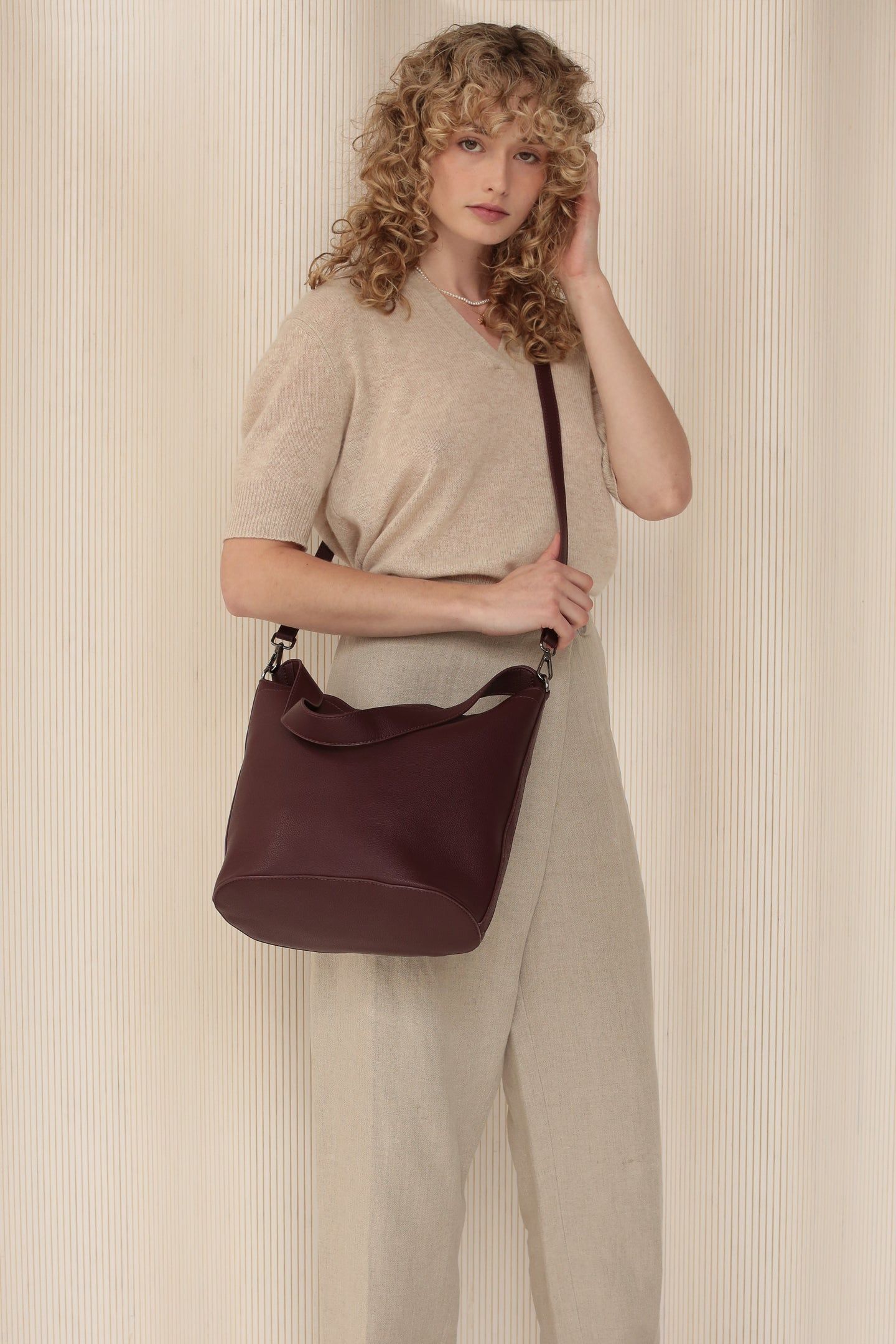 Mia Bucket Bag - Merlot Pebble sold by ELA product image thumbnail 3