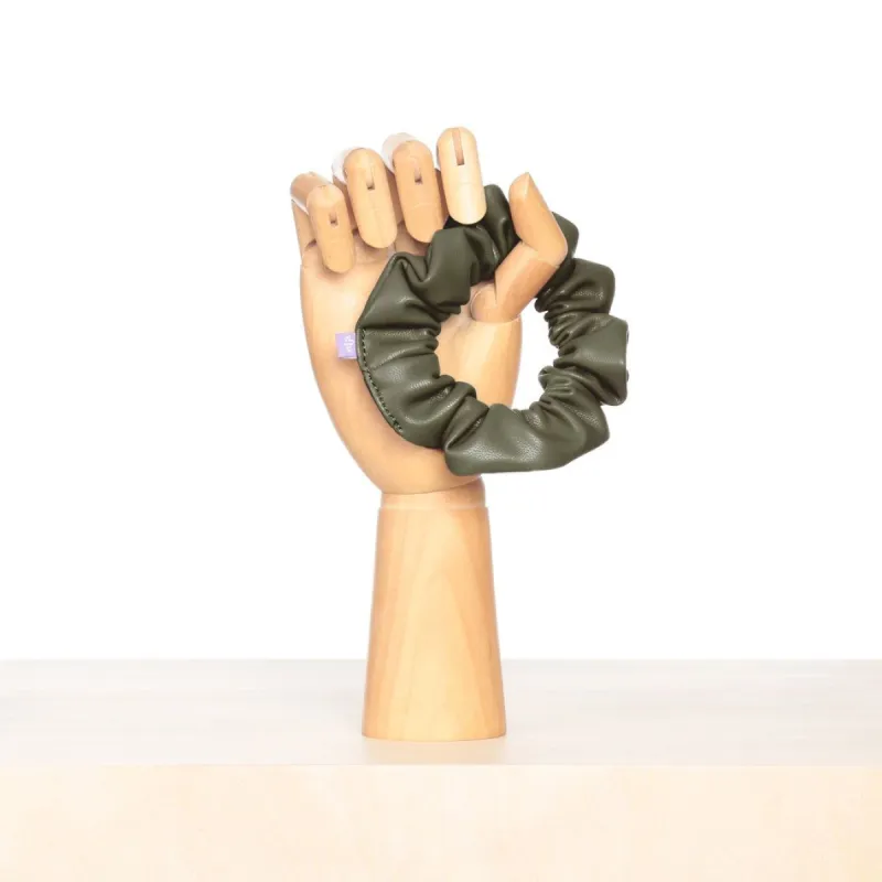 Vegan Leather Scrunchie - Khaki sold by ELA