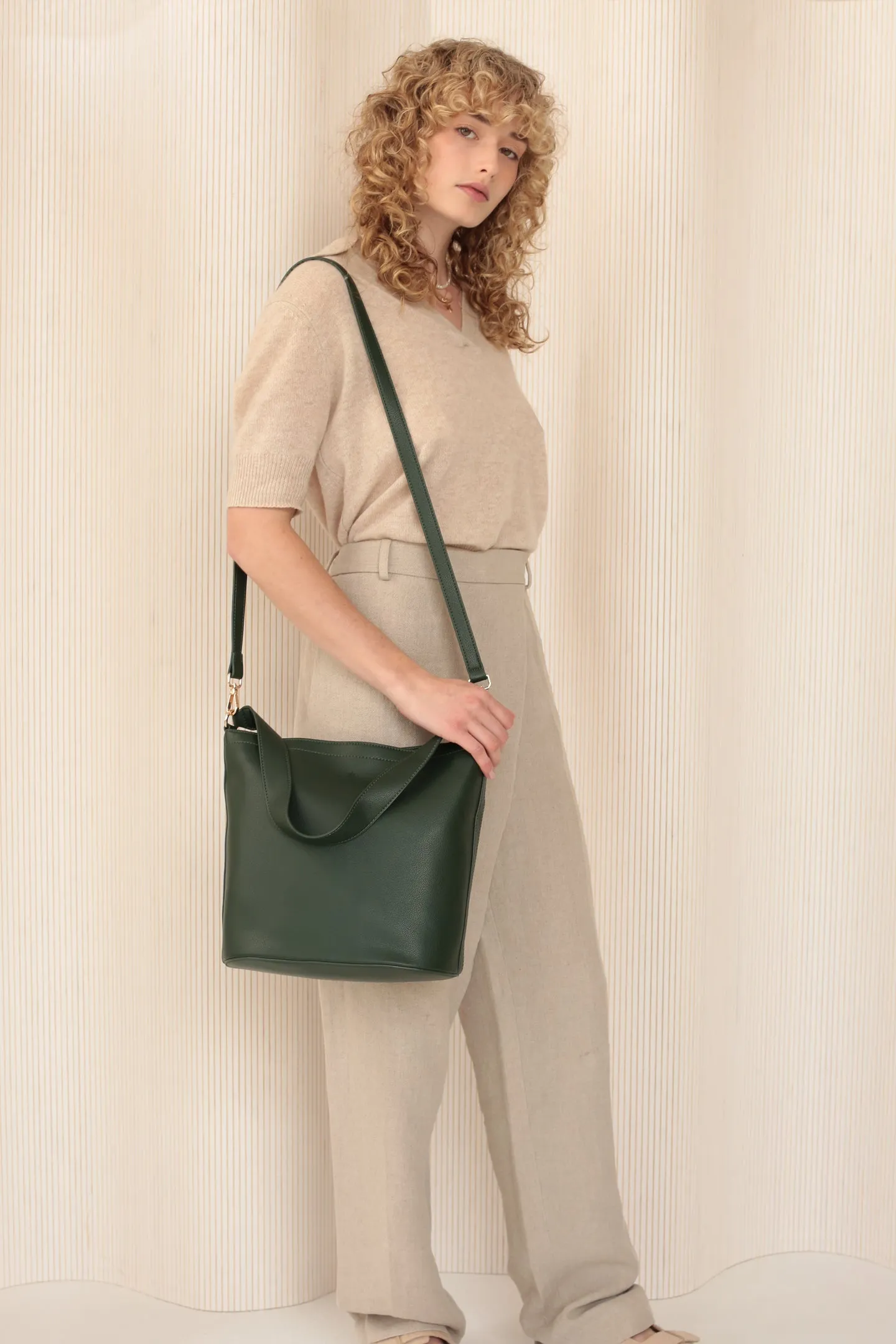 Mia Bucket Bag - Forest Green Pebble sold by ELA product image thumbnail 4