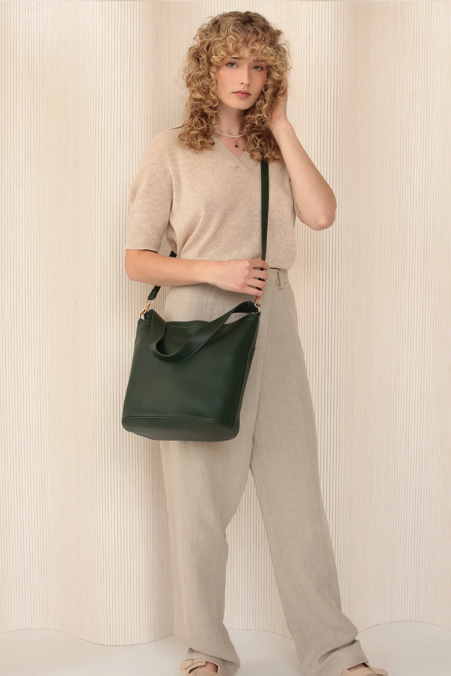 Mia Bucket Bag - Forest Green Pebble sold by ELA product image thumbnail 5