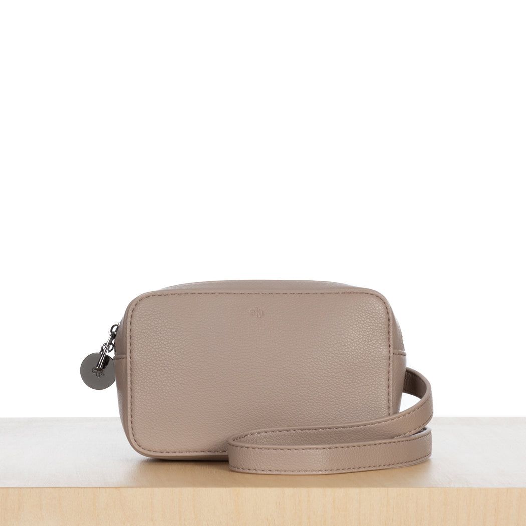 Micro Belt Bag – Taupe Pebble with Gunmetal Hardware sold by ELA