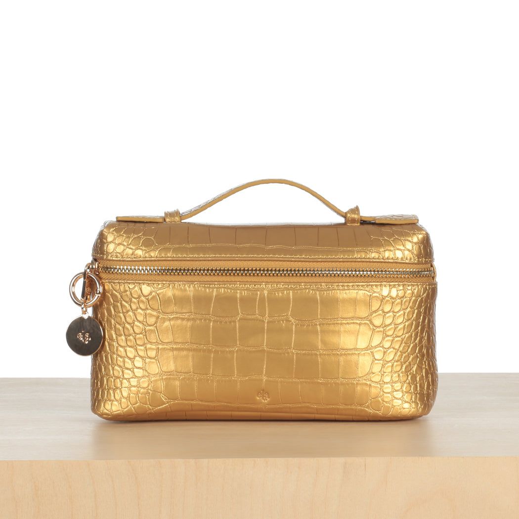 Mini Case Clutch - Gold Croc Effect sold by ELA