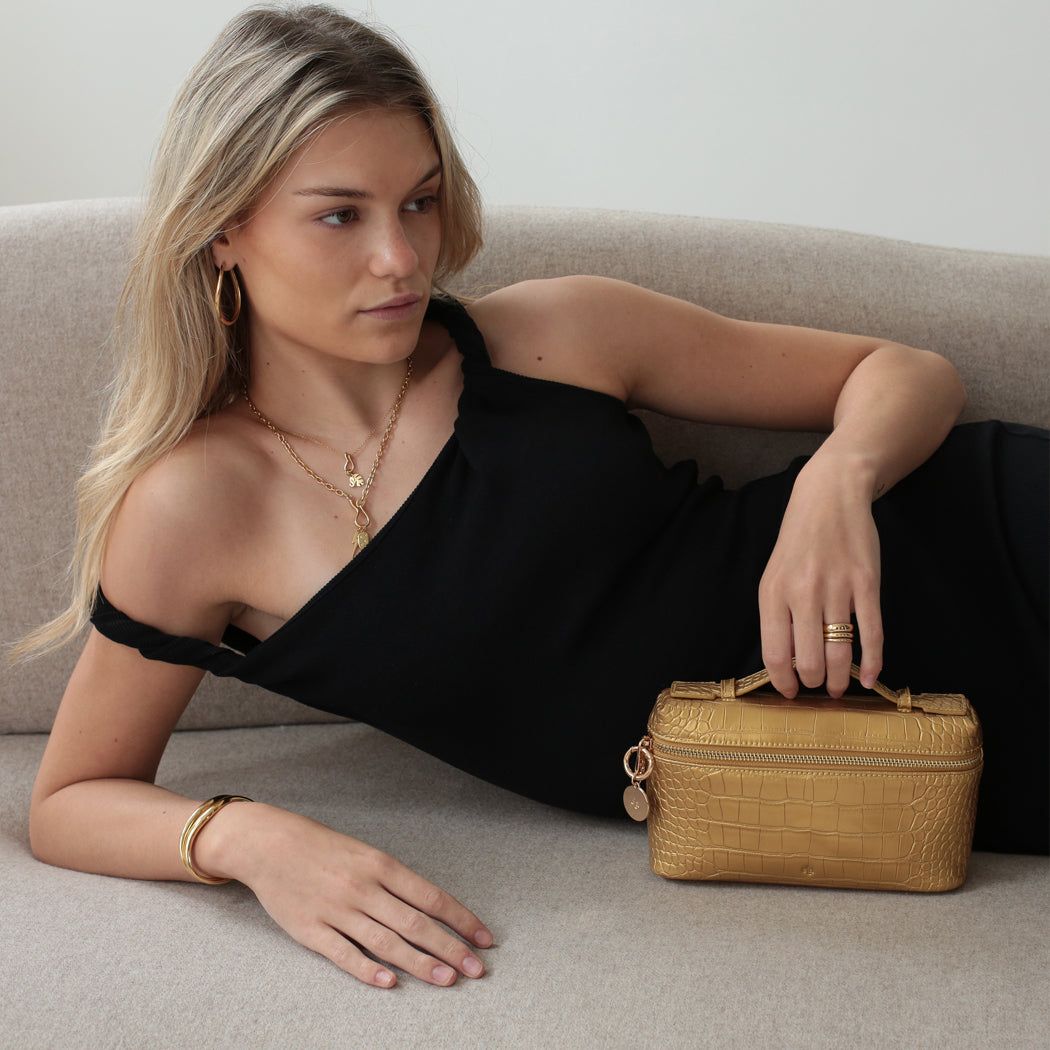 Mini Case Clutch - Gold Croc Effect sold by ELA product image thumbnail 3