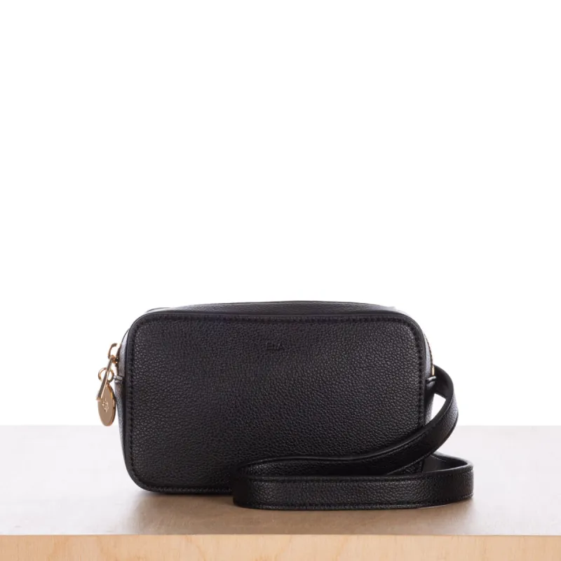 Micro Belt Bag – Black Pebble with Gold Hardware sold by ELA