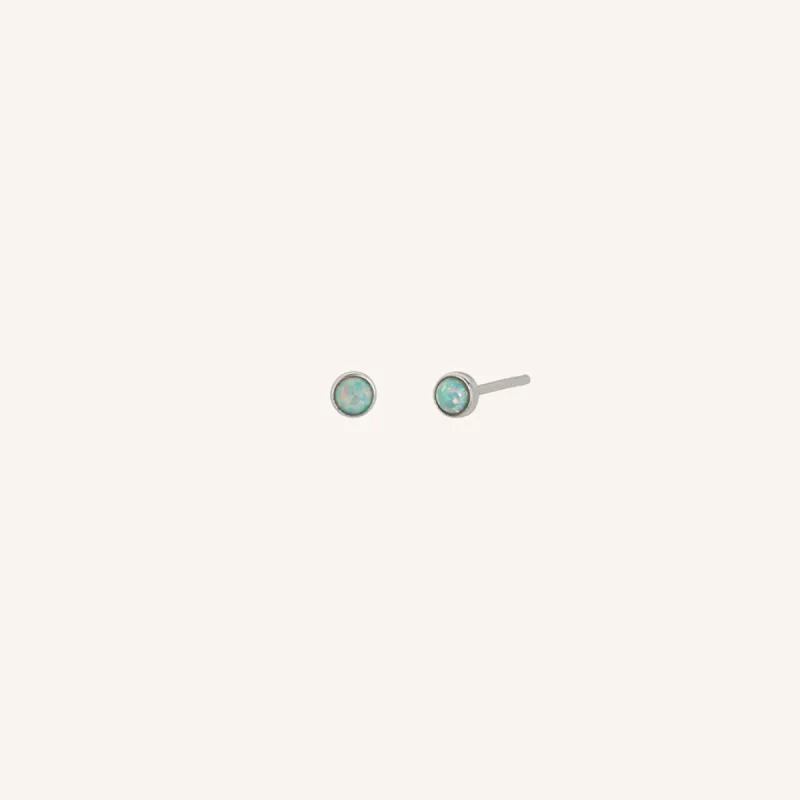 Mini Opal Stud Earrings - Sterling Silver sold by ELA