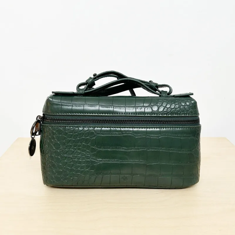 Mini Case Clutch - Dark Green Croc with Strap Sample Sale sold by ELA