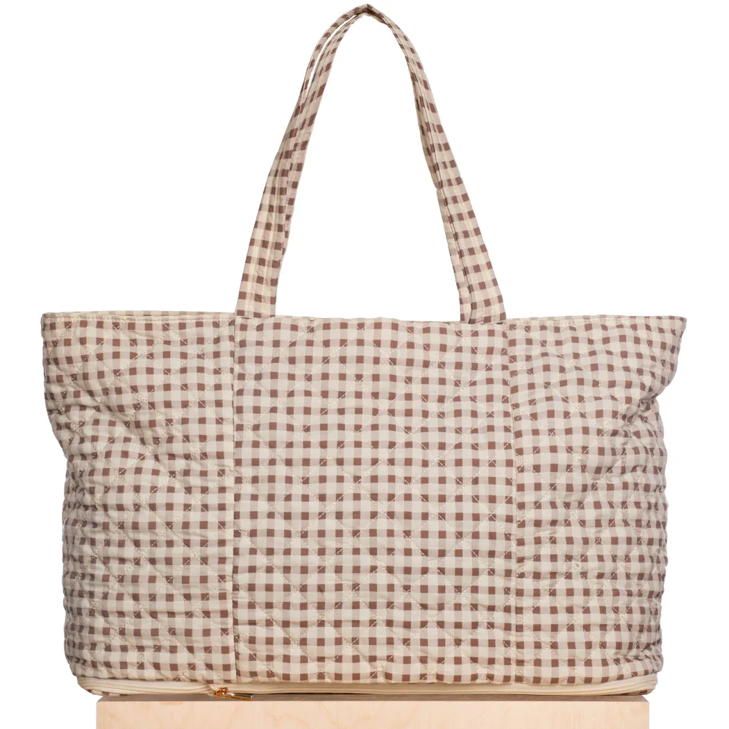 Quilted Expandable Tote – Gingham Print sold by ELA