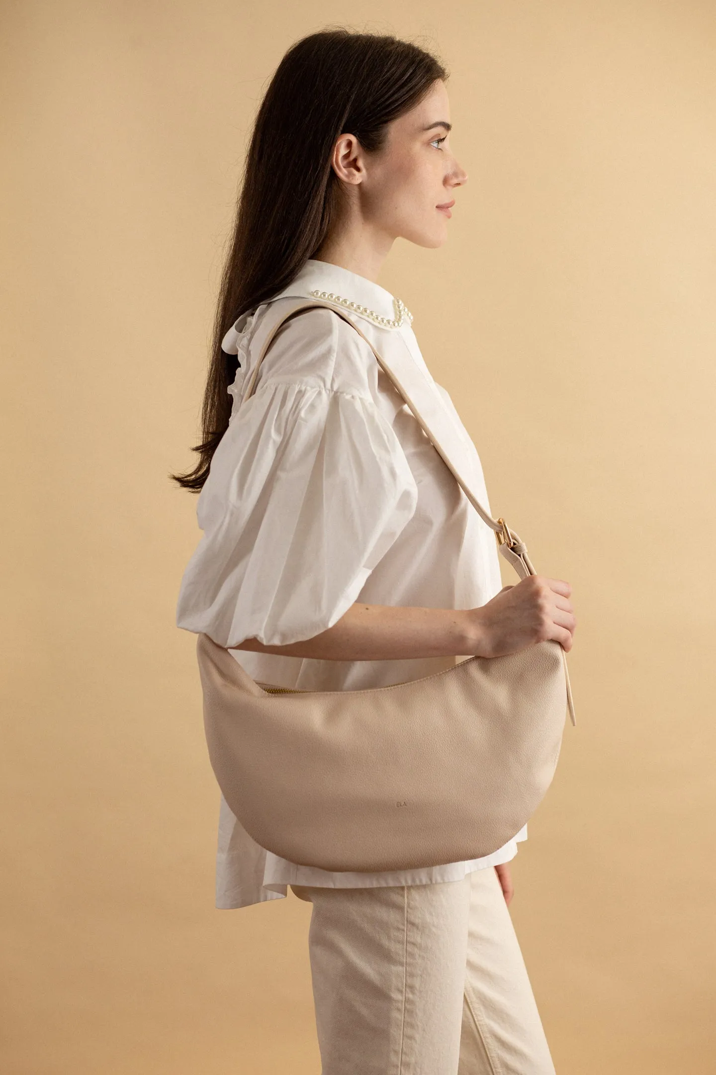 Slouchy Crossbody Bag - Ecru Pebble sold by ELA product image thumbnail 2