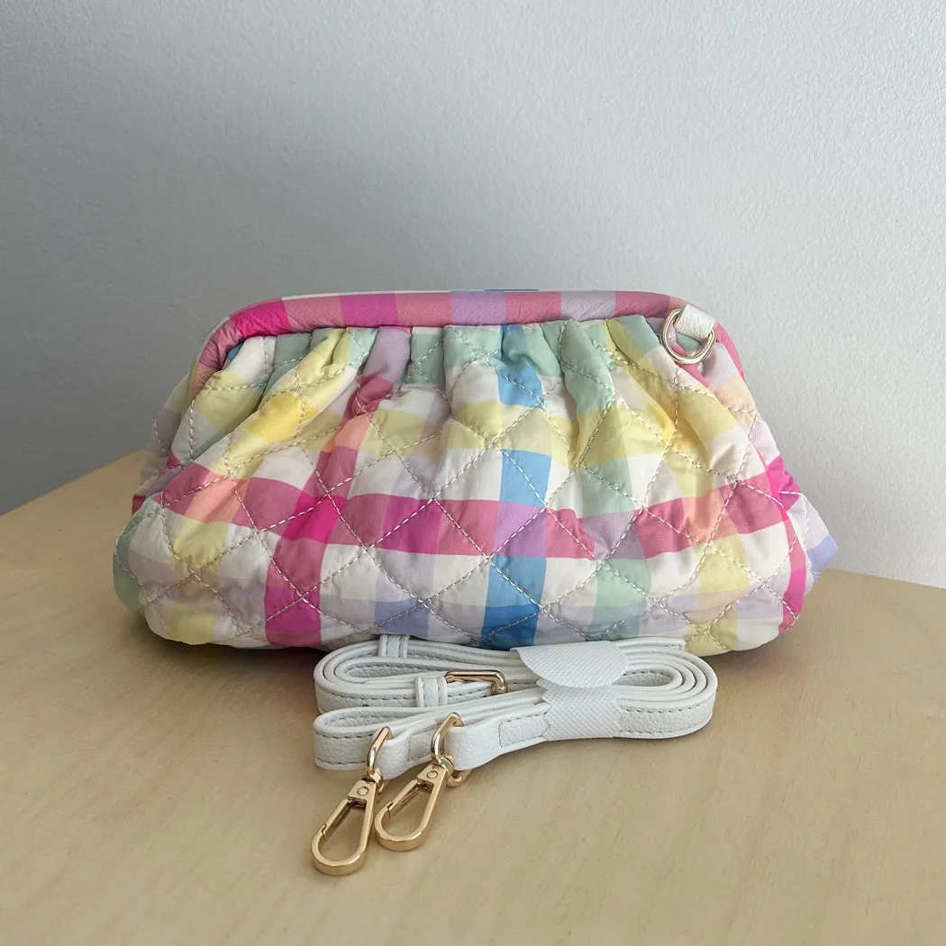 Quilted Mini Clutch - Custom Pastel Gingham Print sold by ELA