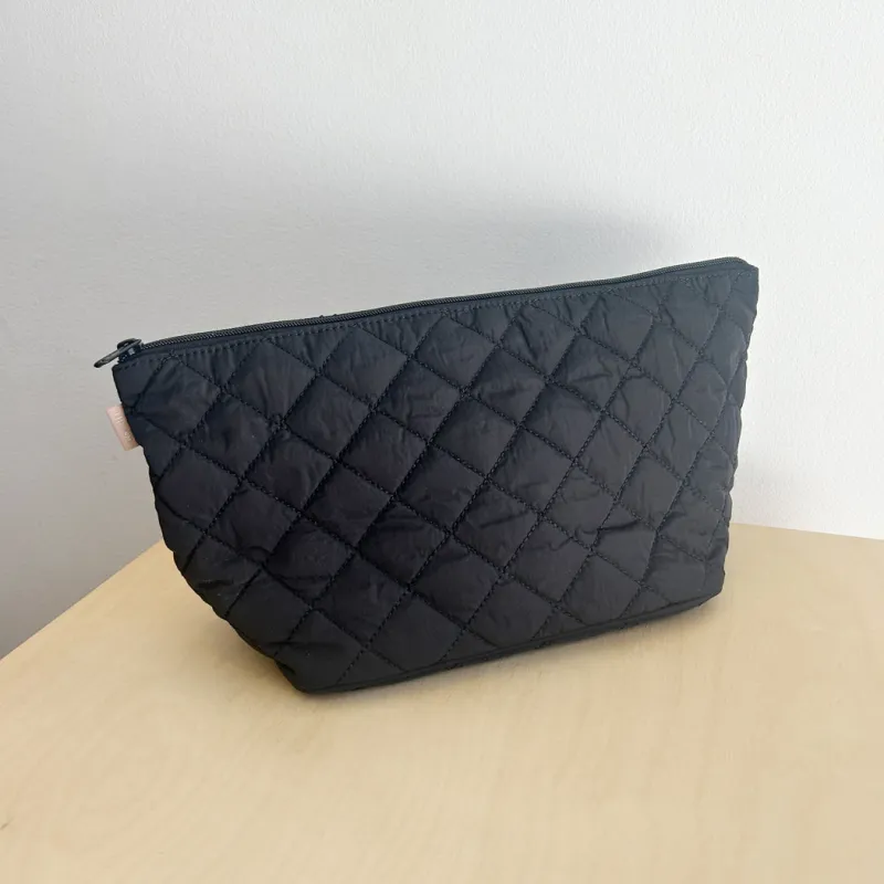 Quilted Cosmetic Case - Black sold by ELA