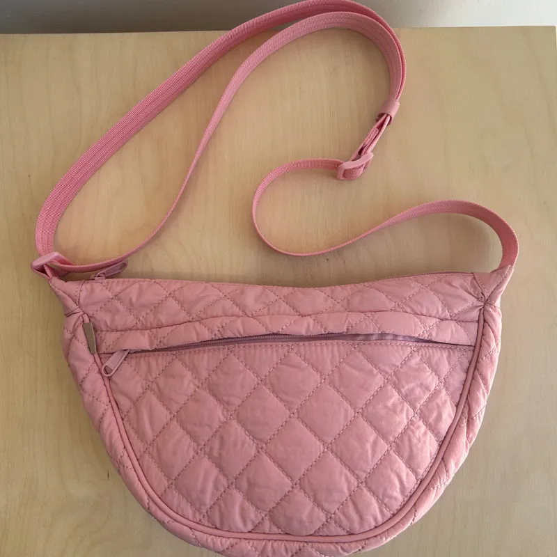 Quilted Crescent Crossbody  - Pink sold by ELA