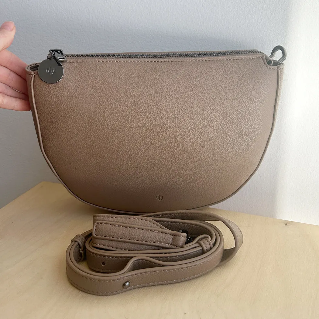 Crescent Bag with zip closure - Taupe Pebble Sample Sale sold by ELA