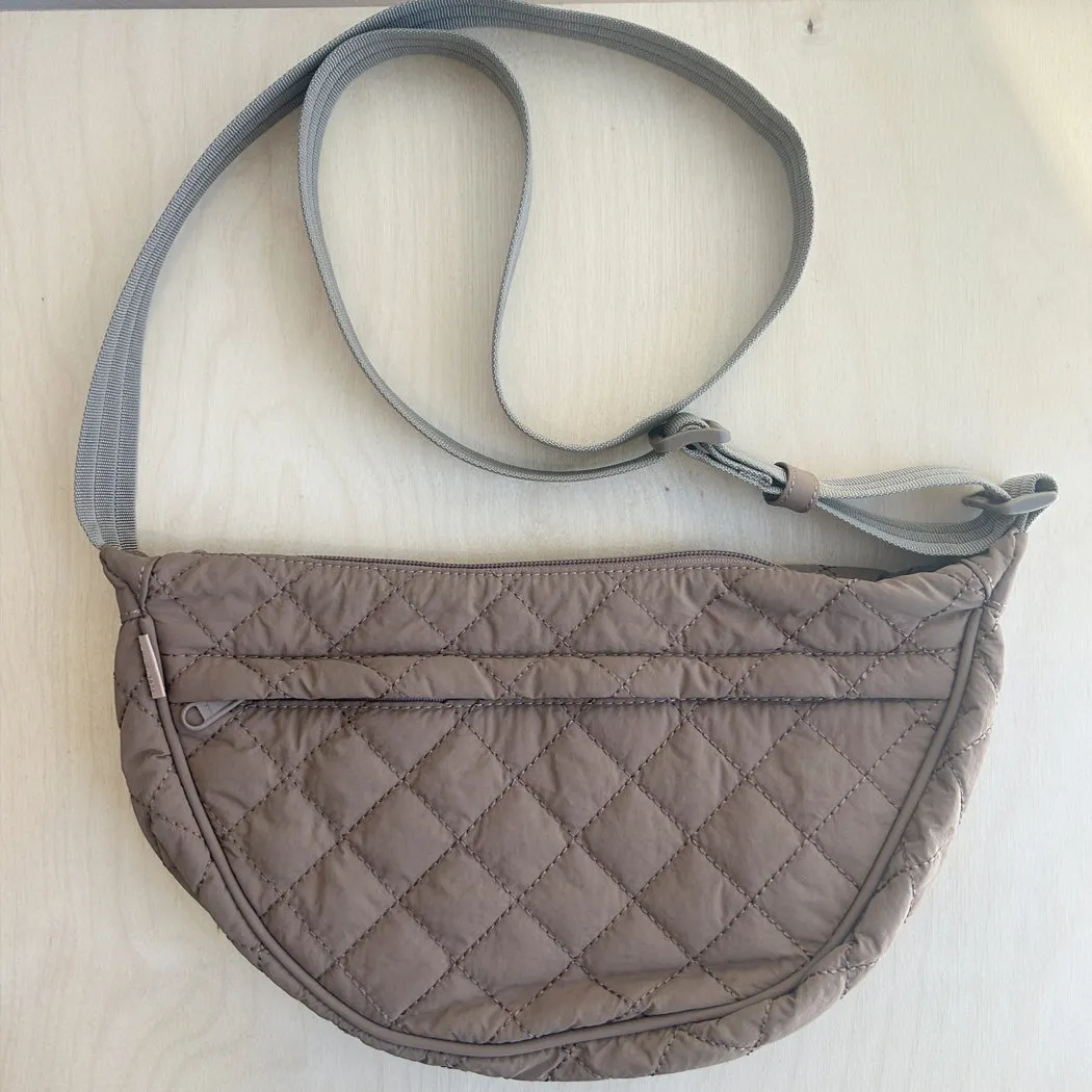 Quilted Crescent Crossbody  - Brown sold by ELA
