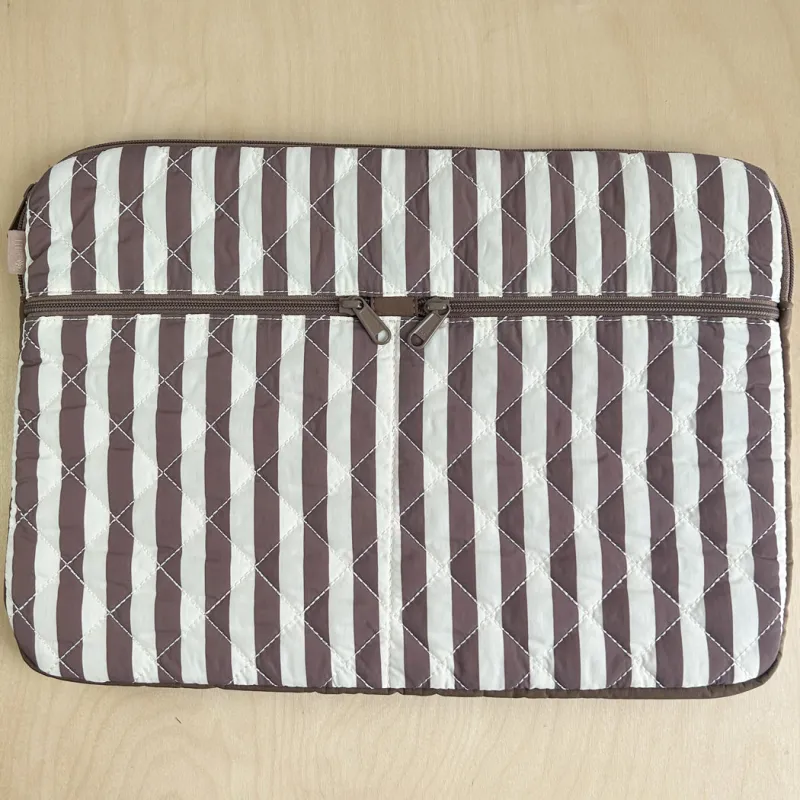 Quilted laptop sleeve  - stripe 15" sold by ELA
