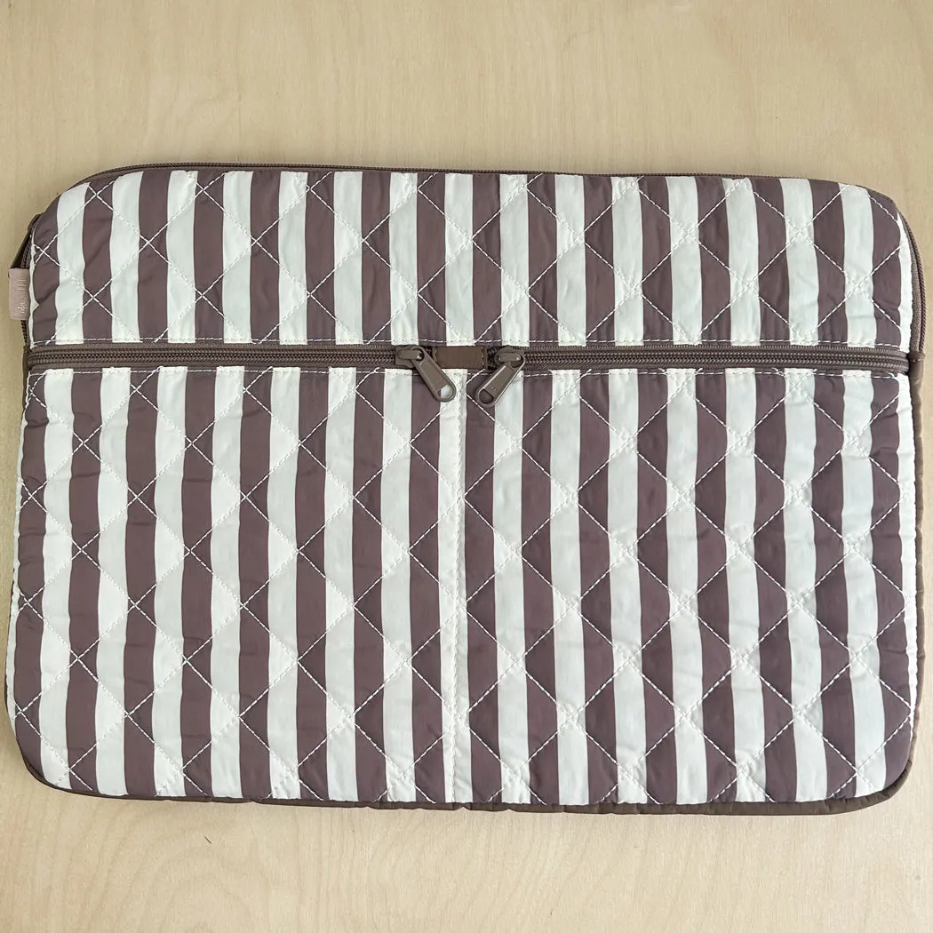 Quilted laptop sleeve - stripe 15" sold by ELA
