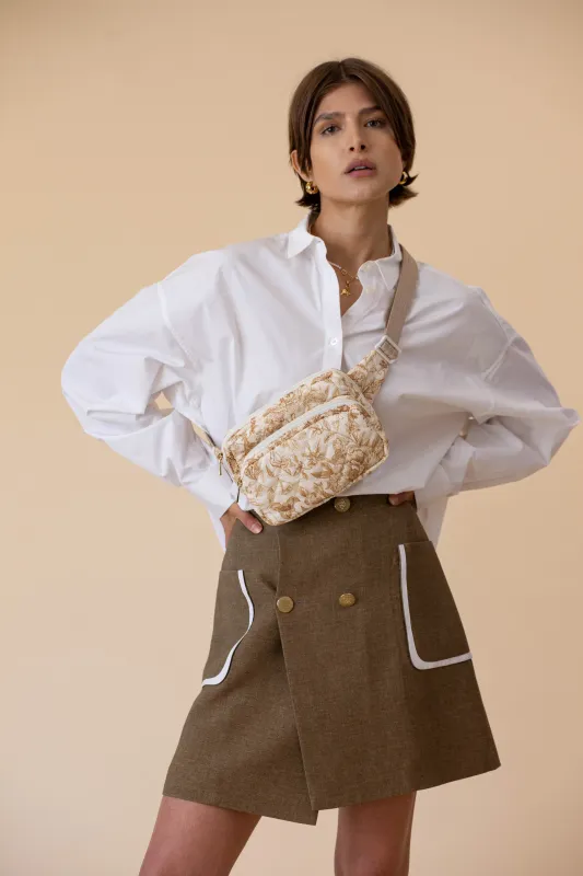 QUILTED DOUBLE POCKET BELT BAG - TOILE  PRINT sold by ELA