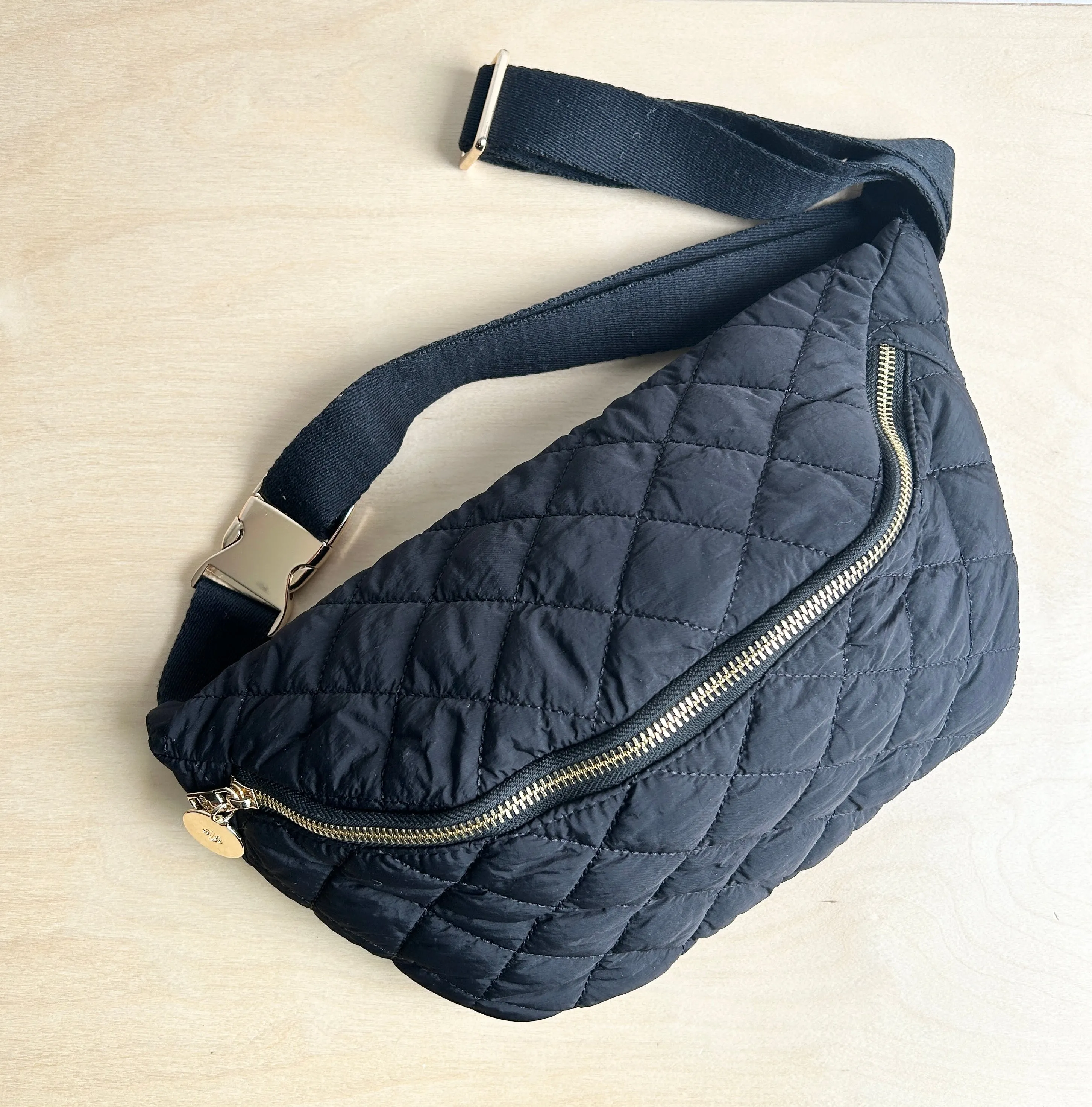 Oversized Quilted Crossbody Bag - Black Archive sold by ELA