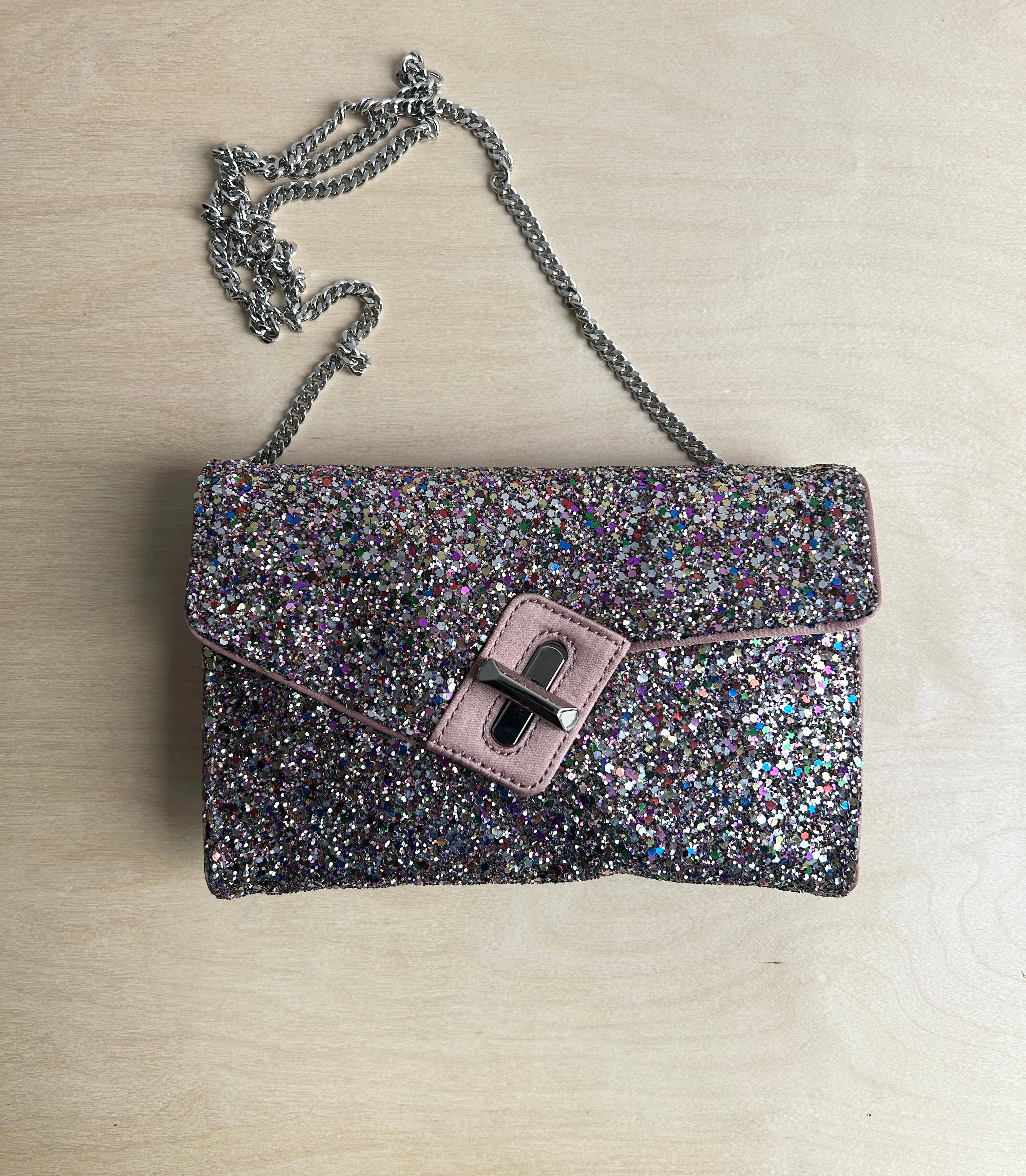 Sparkle with Silk Trim Clutch - Pink Archive sold by ELA