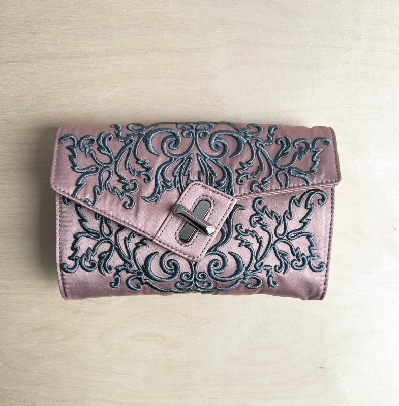 Italian Silk Embroidery Clutch - Pink Archive sold by ELA
